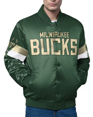Milwaukee Bucks Triple Option Varsity Satin Jacket