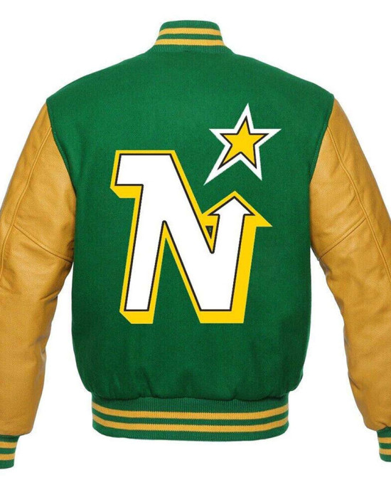 Minnesota North Stars Green and Gold Varsity Jacket Minnesota North Stars Green and Gold Varsity Jacket