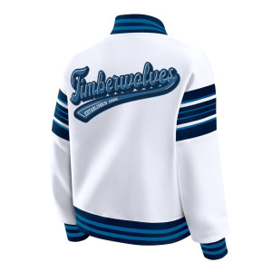 Minnesota Timberwolves Snap Front White Fleece Jacket