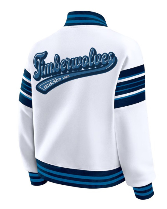 Minnesota Timberwolves Snap Front White Fleece Jacket