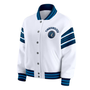 Minnesota Timberwolves Snap Front White Fleece Jacket