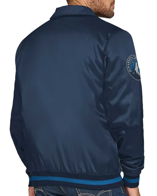 Minnesota Timberwolves Stitch Applique Navy Satin Jacket Minnesota Timberwolves Stitch Applique Navy Satin Jacket