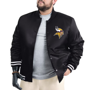 Minnesota Vikings Adaptive Team Graphic Varsity Satin Jacket