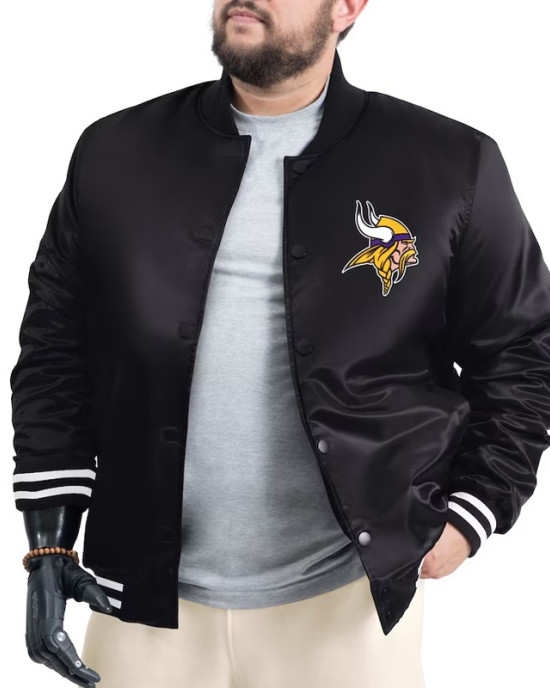 Minnesota Vikings Adaptive Team Graphic Varsity Satin Jacket