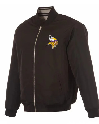 Minnesota Vikings Black/Gray Full-Zip Reversible Flight Jacket