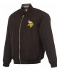 Minnesota Vikings Black/Gray Full-Zip Reversible Flight Jacket Minnesota Vikings Black/Gray Full-Zip Reversible Flight Jacket