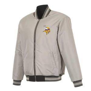Minnesota Vikings Black/Gray Full-Zip Reversible Flight Jacket