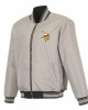 Minnesota Vikings Black/Gray Full-Zip Reversible Flight Jacket Minnesota Vikings Black/Gray Full-Zip Reversible Flight Jacket