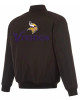 Minnesota Vikings Black/Gray Full-Zip Reversible Flight Jacket Minnesota Vikings Black/Gray Full-Zip Reversible Flight Jacket