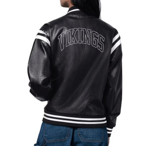 Minnesota Vikings High Heat Vegan Black Varsity Leather Jacket