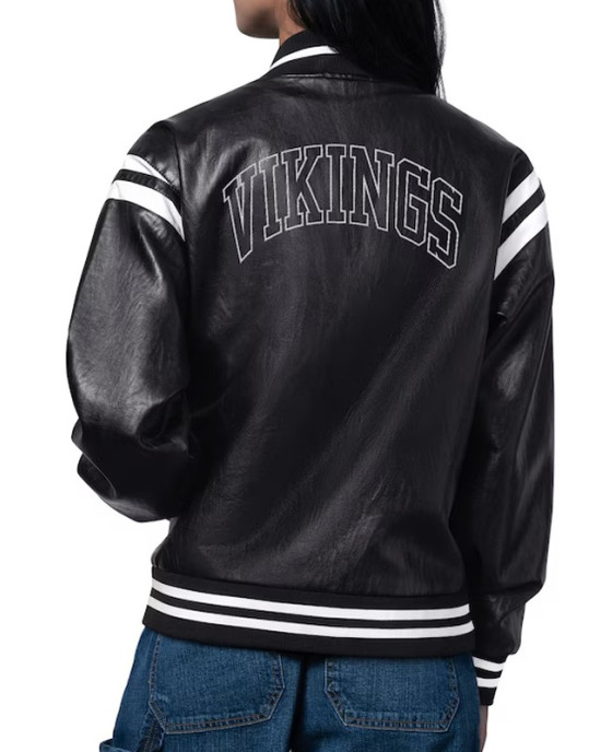 Minnesota Vikings High Heat Vegan Black Varsity Leather Jacket