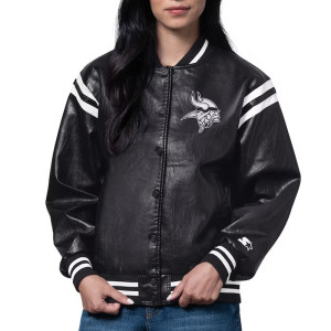 Minnesota Vikings High Heat Vegan Black Varsity Leather Jacket
