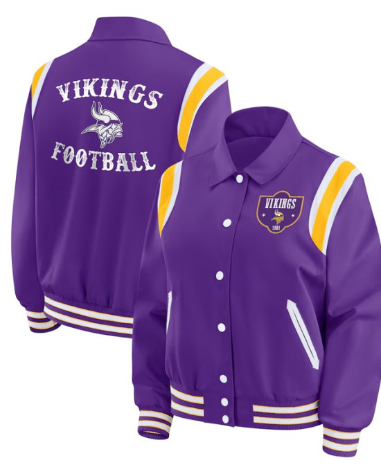 Minnesota Vikings Lightweight Purple Varsity Satin Jacket