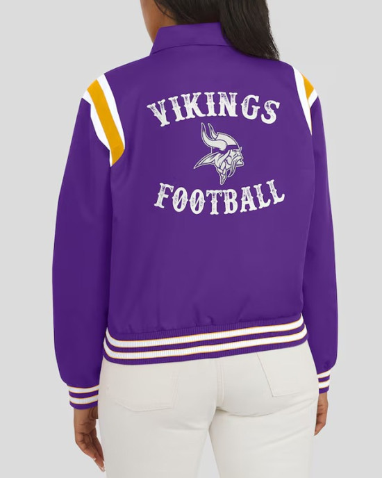 Minnesota Vikings Lightweight Purple Varsity Satin Jacket