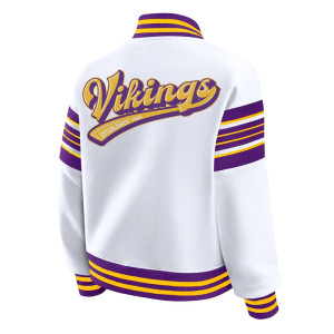 Minnesota Vikings Snap Front White Fleece Jacket