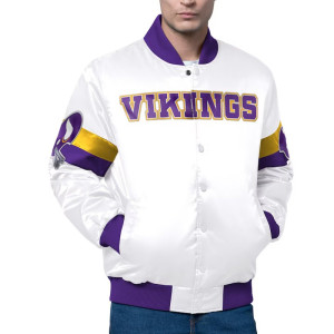 Minnesota Vikings Triple Option Varsity Satin Jacket