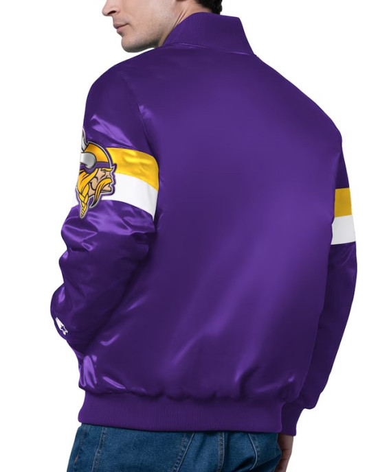 Minnesota Vikings Triple Option Varsity Satin Jacket