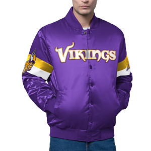 Minnesota Vikings Triple Option Varsity Satin Jacket