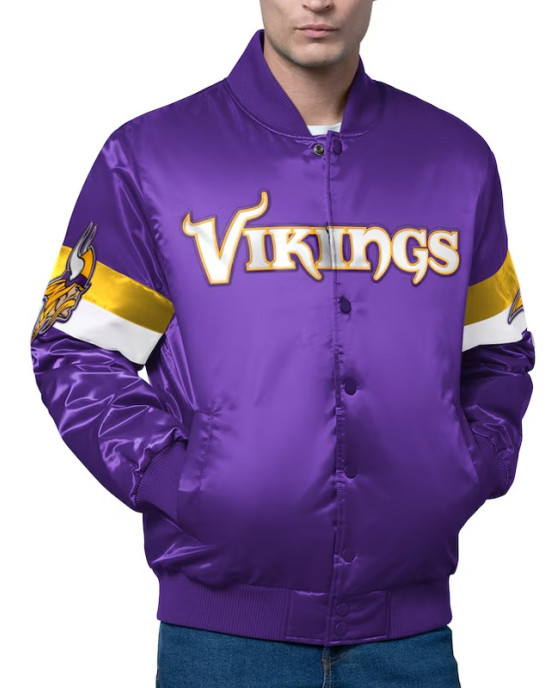 Minnesota Vikings Triple Option Varsity Satin Jacket