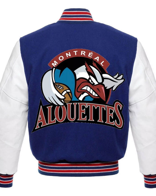 Montreal Alouettes Blue and White Varsity Jacket Montreal Alouettes Blue and White Varsity Jacket