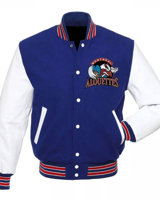 Montreal Alouettes Blue and White Varsity Jacket Montreal Alouettes Blue and White Varsity Jacket