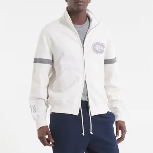 Montreal Canadiens White Striped Fleece Jacket