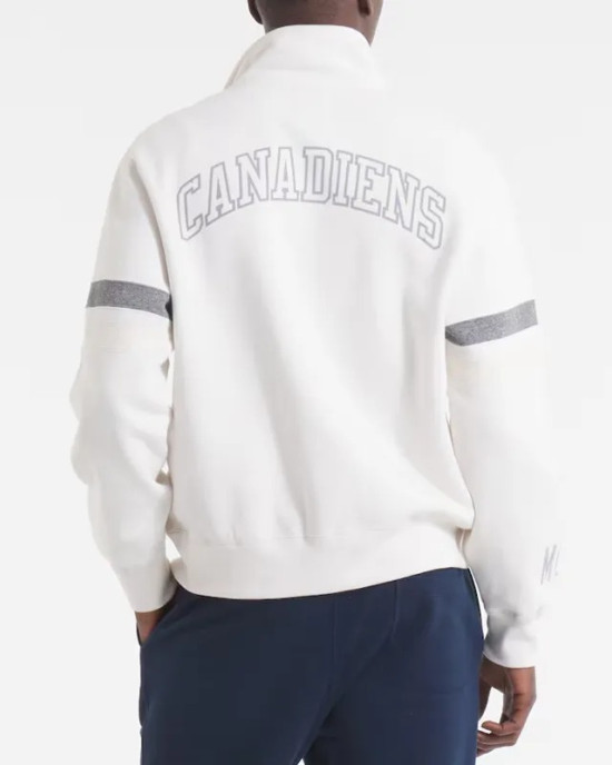 Montreal Canadiens White Striped Fleece Jacket