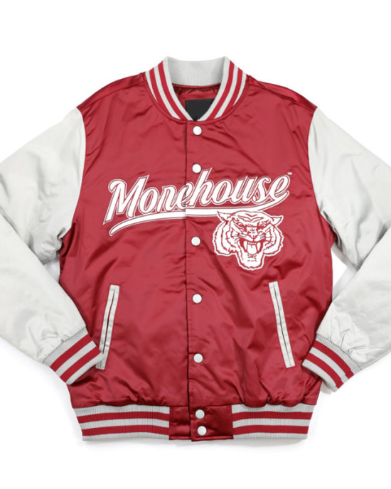 Morehouse Maroon and Light Gray Baseball Jacket Morehouse Maroon and Light Gray Baseball Jacket