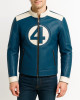 Mr Fantastic Blue Leather Bomber Jacket