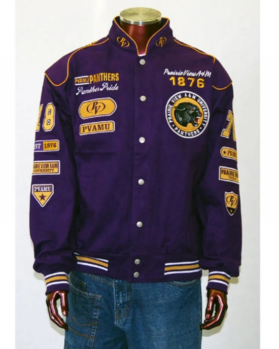 Nascar Prairie View Purple Twill Varsity Jacket Nascar Prairie View Purple Twill Varsity Jacket