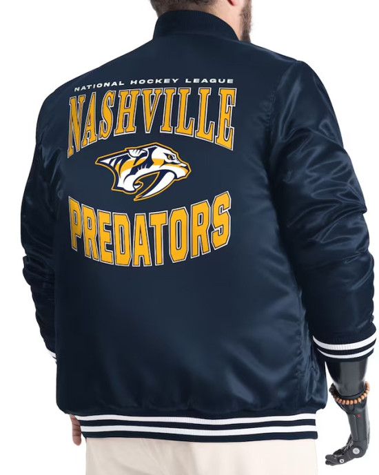Nashville Predators Adaptive Bold Logo Varsity Satin Jacket