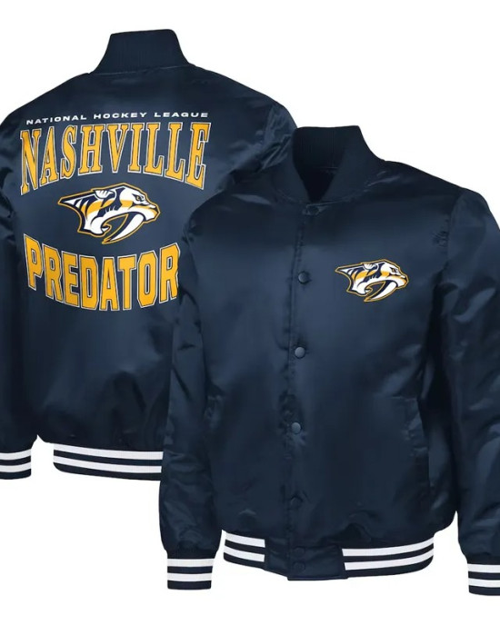Nashville Predators Adaptive Bold Logo Varsity Satin Jacket