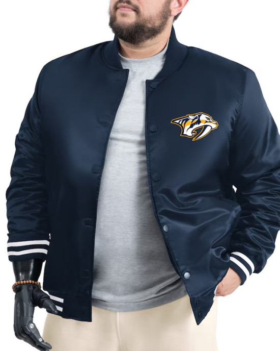 Nashville Predators Adaptive Bold Logo Varsity Satin Jacket