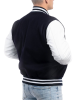 Navy Blue Wool Body & Bright White Leather Sleeves Letterman Jacket Navy Blue Wool Body & Bright White Leather Sleeves Letterman Jacket
