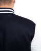Navy Blue Wool Body & Bright White Leather Sleeves Letterman Jacket Navy Blue Wool Body & Bright White Leather Sleeves Letterman Jacket