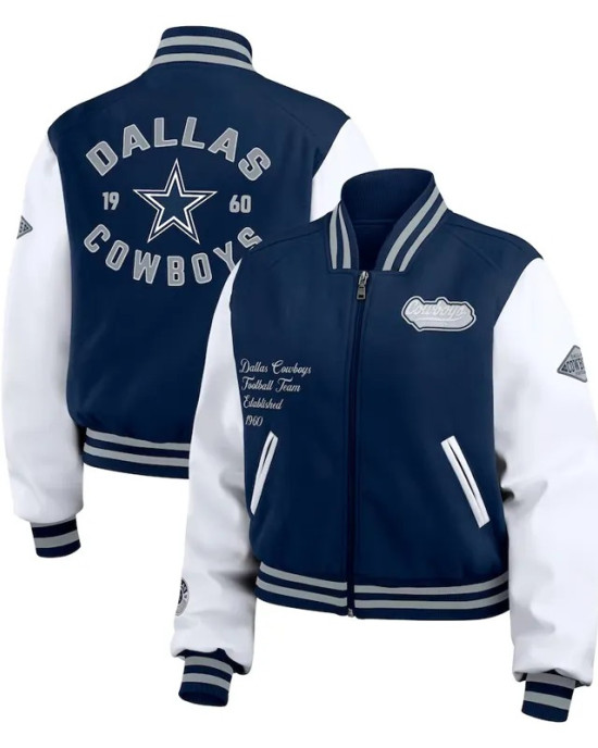 Navy/White Dallas Cowboys Varsity Full-Zip Jacket Navy/White Dallas Cowboys Varsity Full-Zip Jacket