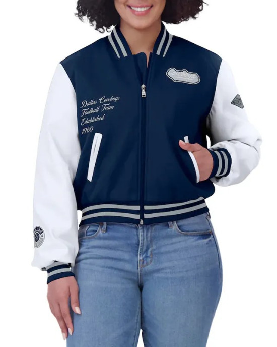 Navy/White Dallas Cowboys Varsity Full-Zip Jacket Navy/White Dallas Cowboys Varsity Full-Zip Jacket