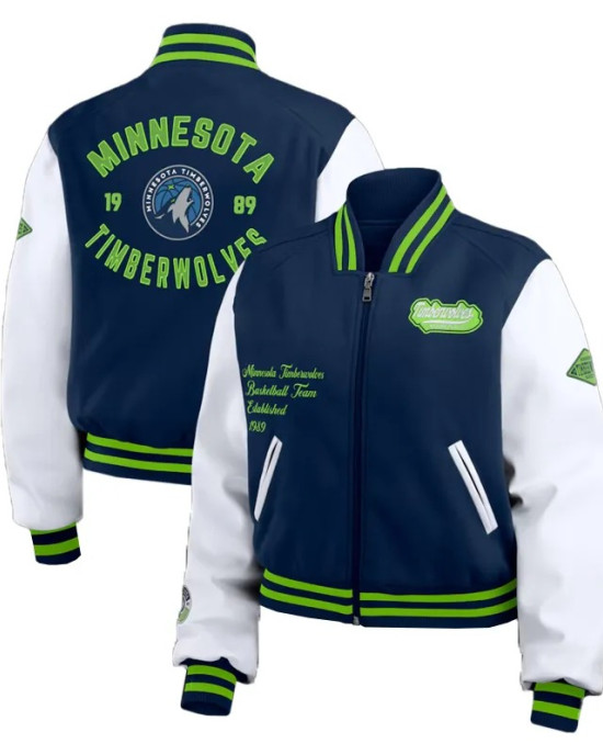 Navy/White Minnesota Timberwolves Varsity Full-Zip Jacket Navy/White Minnesota Timberwolves Varsity Full-Zip Jacket