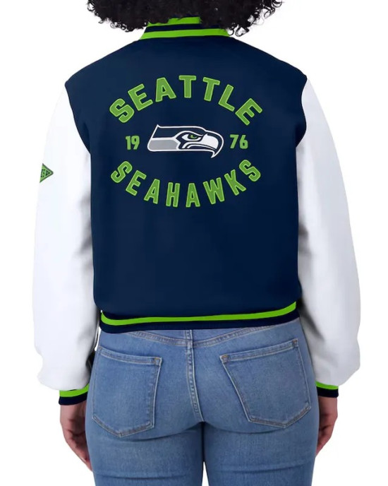 Navy/White Seattle Seahawks Varsity Full-Zip Jacket Navy/White Seattle Seahawks Varsity Full-Zip Jacket