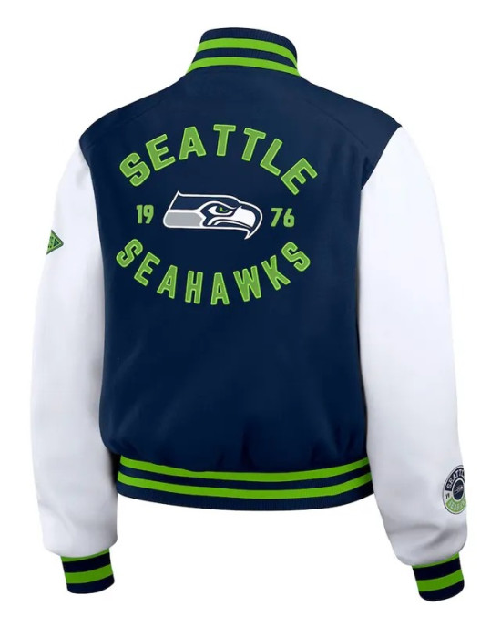 Navy/White Seattle Seahawks Varsity Full-Zip Jacket Navy/White Seattle Seahawks Varsity Full-Zip Jacket