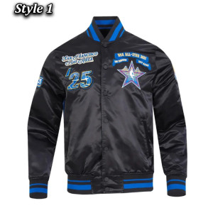 NBA All Star 2025 Classic Full-Snap Satin Eggshell/Black Jacket
