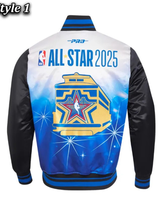 NBA All Star 2025 Classic Full-Snap Satin Eggshell/Black Jacket NBA All Star 2025 Classic Full-Snap Satin Eggshell/Black Jacket