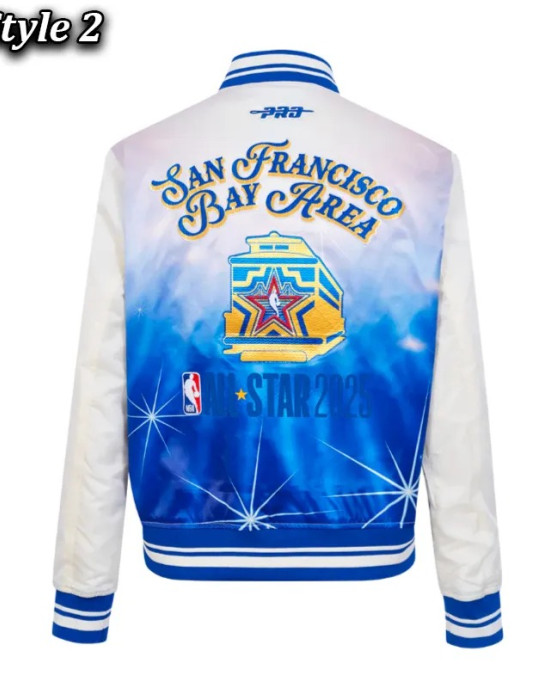NBA All Star 2025 Classic Full-Snap Satin Eggshell/Black Jacket NBA All Star 2025 Classic Full-Snap Satin Eggshell/Black Jacket
