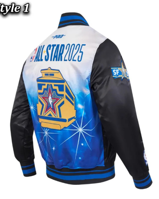 NBA All Star 2025 Classic Full-Snap Satin Eggshell/Black Jacket NBA All Star 2025 Classic Full-Snap Satin Eggshell/Black Jacket