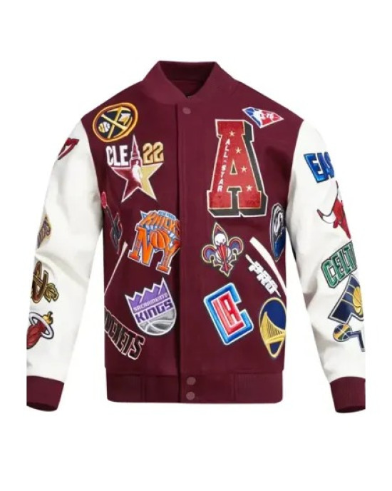 NBA All Star Maroon and White Jacket NBA All Star Maroon and White Jacket