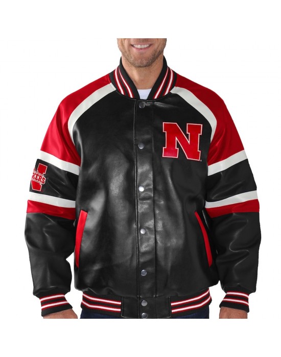 Nebraska Cornhuskers Defense Varsity Leather Jacket