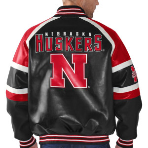 Nebraska Cornhuskers Defense Varsity Leather Jacket