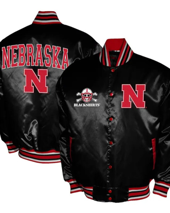 Nebraska Huskers Club Satin Varsity Jacket