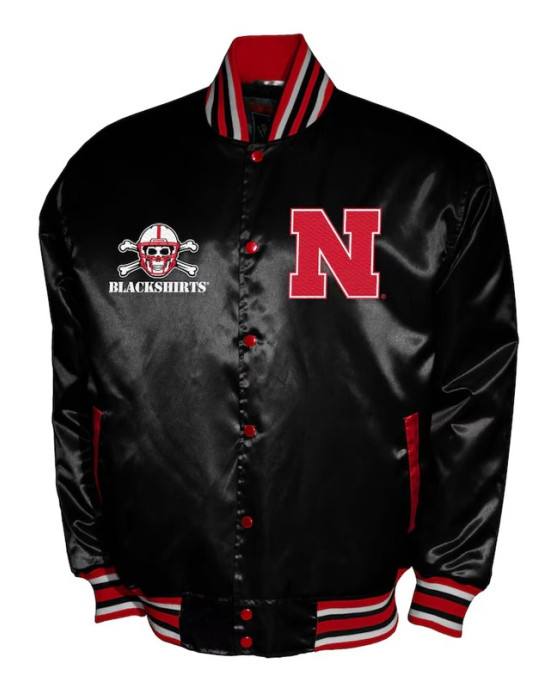 Nebraska Huskers Club Satin Varsity Jacket