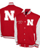 Nebraska Huskers Fleece Scarlet and White Varsity Jacket